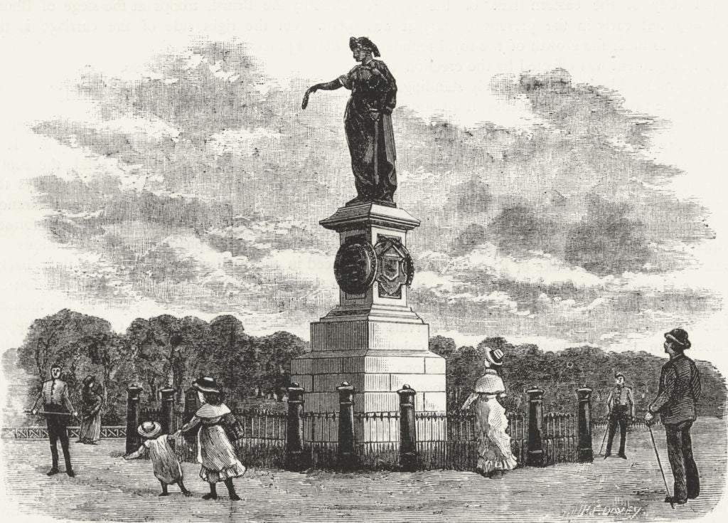 WOOLWICH BARRACKS. The Crimean Memorial, Woolwich 1888 old antique print